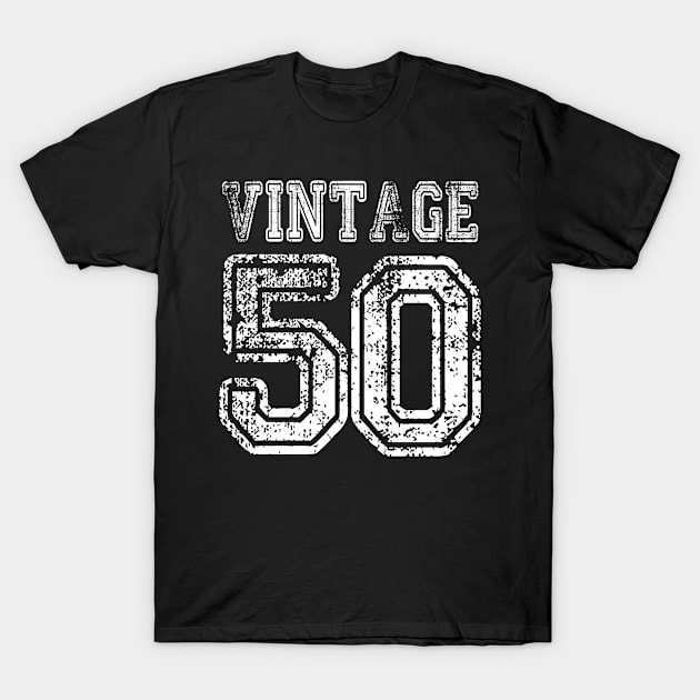 Vintage 50 2050 1950 T-shirt Birthday Gift Age Year Old Boy Girl Cute Funny Man Woman Jersey Style T-Shirt by arcadetoystore